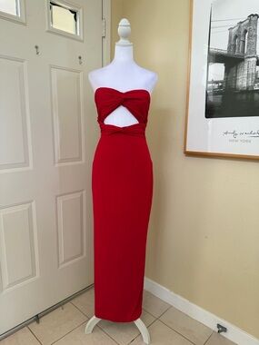 AMAROSO Strapless Red Cutout Evening Maxi Dress size 16